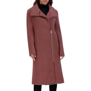 Andrew Marc New York Rose Taupe Long, Textured Wool Coat, Size Medium